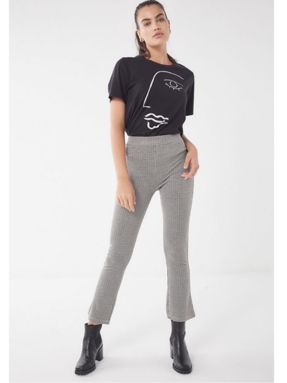 Urban Outfitters UO Casey kick flare Pant high rise knit Houndstooth trouser M